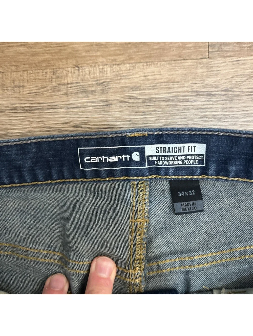 Carhartt 34x32 Men’s Dark Wash Blue Denim Jeans Straight Leg Regular 5-Pocket